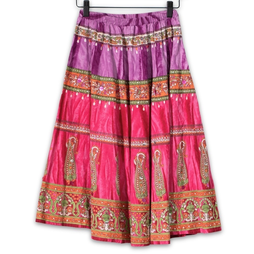 Vintage RFA Classics Maxi Skirt WOMENS XSP Hot Pink Boho Festival Hippie Gypsy‎